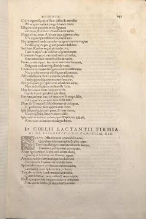 L. Coelii Lactantii Firmiani De Resvrrectionis Dominicae Die.