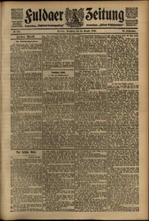 Erste Ausgabe vom Samstag, den 29. August 1908.