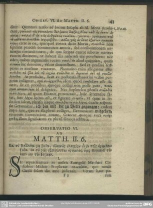 Observatio VI. Ad Matth. II. 6.