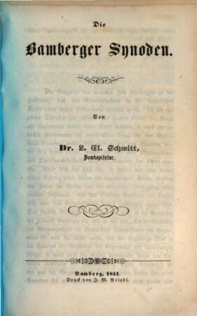 Die Bamberger Synoden