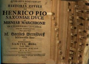 Ex historia civili, de Henrico Pio, Saxoniae duce ac Misniae marchione