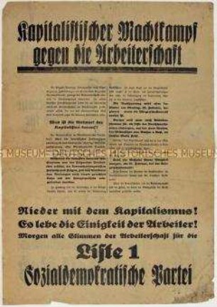 Sonderdruck der SPD zur Bürgerschaftswahl in Hamburg 1928