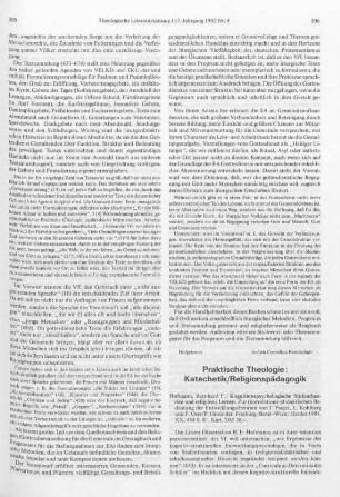 306-309 [Rezension] Hofmann, Bernhard F., Kognitionspsychologische Stufentheorien und religiöses Lernen