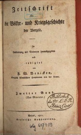 Zeitschrift für die Völker- und Kriegsgeschichte der Vorzeit. 2, 2. 1821