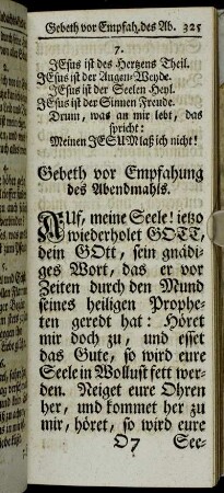 Gebeth vor Empfahung des Abendmahls