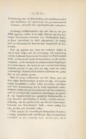 Verbetering door de daarstelling van etablissementen van landbouw, ter opneming van ...