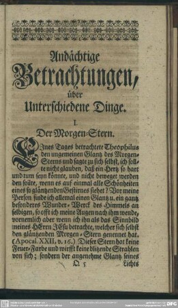 Andächtige Betrachtungen über Unterschiedene Dinge