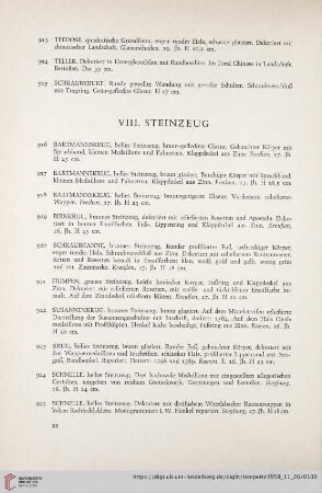 VIII. Steinzeug