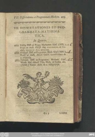 VII. Dissertationes Et Programmata Mathematica.