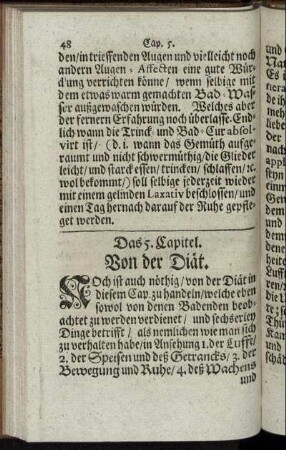 Das 5. Capitel. Von der Diät.
