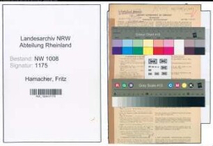 Entnazifizierung Fritz Hamacher , geb. 31.03.1898 (Landwirt)