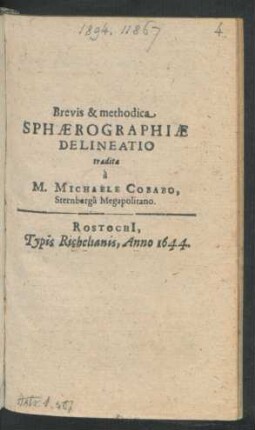 Brevis & methodica Sphaerographiae Delineatio