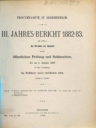 Jahresbericht : über das Schuljahr .... 1882/83
