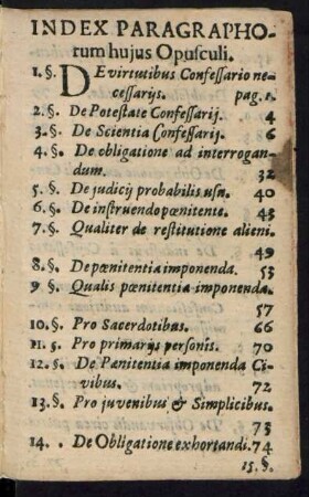 Index Paragraphorum huius Opusculi.