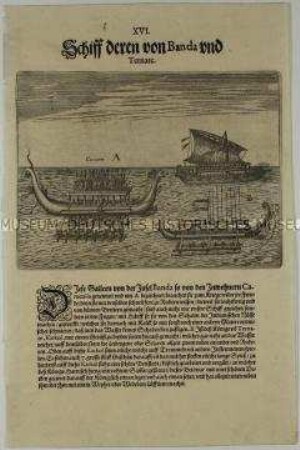 Schiffe der Einwohner von Banda und Ternate - Tafel 16 aus de Bry, India II