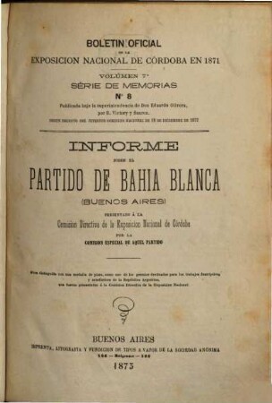 Boletin de la Exposicion Nacional en Córdoba en 1871 : Publicacion oficial Director D. Bartolomé Victory y Suarez, 7