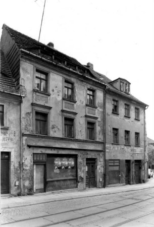 Görlitz-Altstadt, Bautzener Straße 61/62. Wohnhäuser mit Läden (um 1840). Straßenansicht