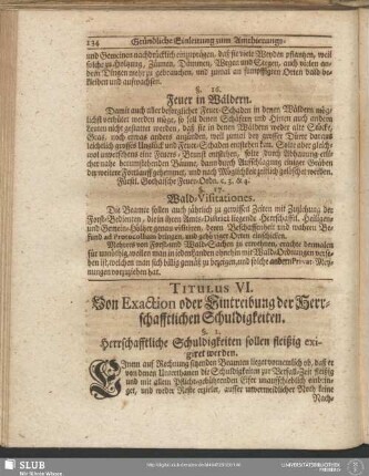 Titulus VI. Von Exaction oder Eintreibung der Herrschafftlichen Schuldigkeiten