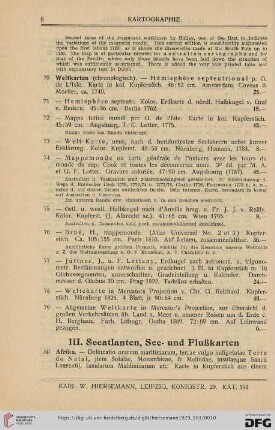 III. Seeatlanten, See- und Flußkarten (Nr. 80 - 129)