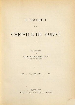 Zeitschrift für christliche Kunst. 10. 1897