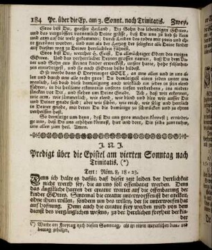 Predigt über die Epistel am vierten Sonntag nach Trinitatis.