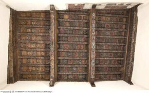 Rosettenbemalung der Holzkassettendecke der Anticamera della duchessa