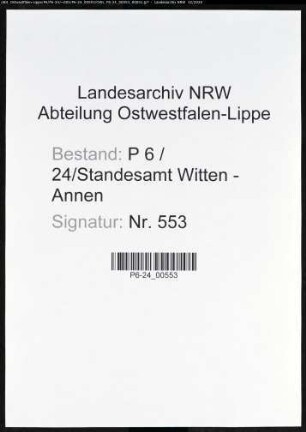 Sterberegister Standesamt Witten-Annen