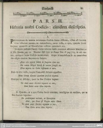 Pars II. Historia nostri Codicis: eiusdem descriptio