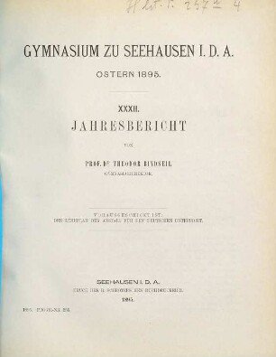 Jahresbericht. 1894/95