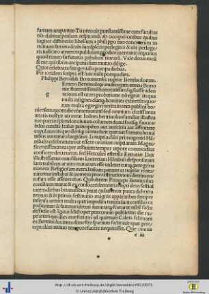Philippi Beroaldi Bononiensis nuptiæ Bentivolorum