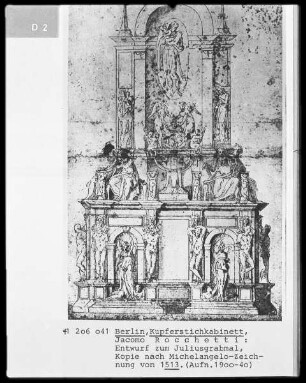 Entwurf zum Juliusgrabmal. Kopie nach der Michelangelo-Zeichnung von 1513