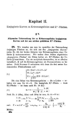 § 7. Allgemeine Untersuchung der zu Krümmungslinien konjugierten Kurven und der aus solchen gebildeten K ( r )-Flächen.