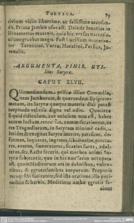 Caput XLVII. Argumenta, Finis, Utilitas Satyrae