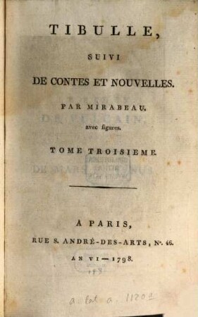 Élégies de Tibulle, 3. Contes Et Nouvelles
