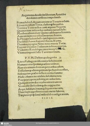 Argumenta duodecim librorum Aeneidos duocecim versibus comprehensa