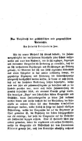 Das Verhältniß des geschichtlichen und geographischen Unterrichts