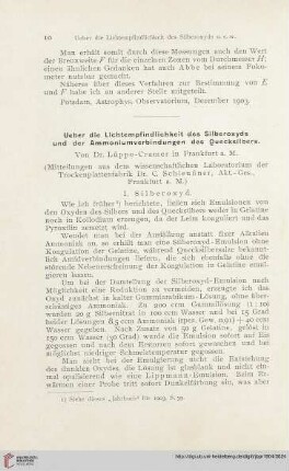 18: Ueber die Lichtempfindlichkeit des Silberoxyds und der Ammoniumverbindungen des Quecksilbers