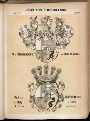 Taf. 87. Gr. v Starhemberg zu Enzersdore. - Graf von Starhemberg. A°: 1684 u. 1739. (I, II. und jüng. Linie.)