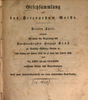 Gesetzsammlung für das Herzogthum Gotha. 1835/38, Jan. - Dez. = Th. 3