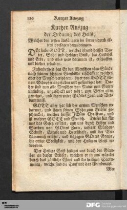 Kurtzer Auszug der Ordnung des Heils [...].