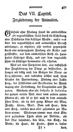 Das VII. Capitel. Zergliederung der Animalien.