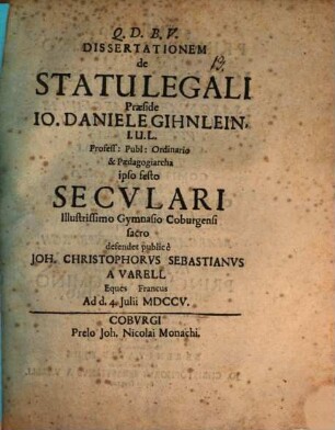 Diss. de statu legali