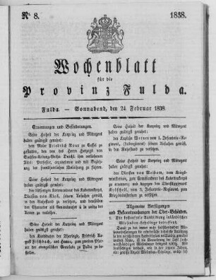 Nr. 8, Ausgabe vom 24. Februar 1838