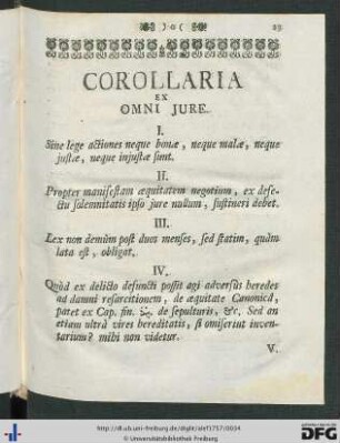 Corollaria Ex Omne Jure.