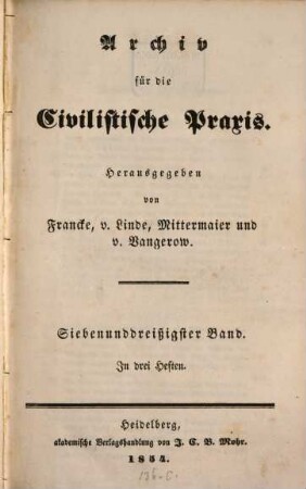 Archiv für die civilistische Praxis. 37, 37. 1854