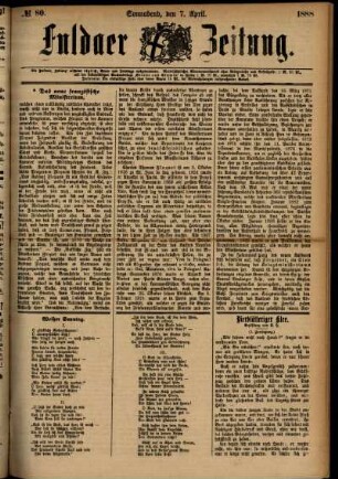 Ausgabe vom Samstag, den 07. April 1888.