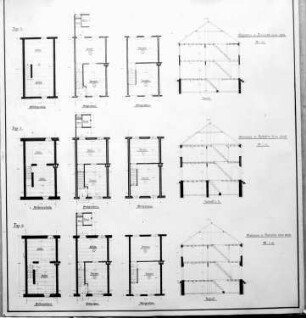 (Schema) Wohnhaus in Fachwerk. Wohnhaus in Backstein.
