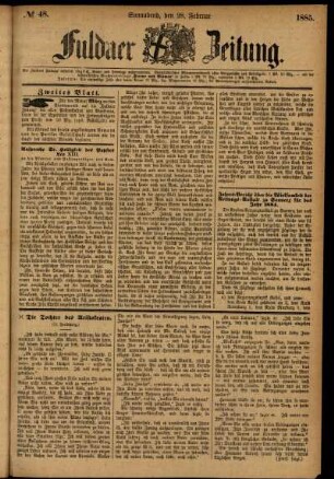Ausgabe vom Samstag, den 28. Februar 1885.