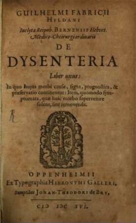 De Dysenteria : liber unus