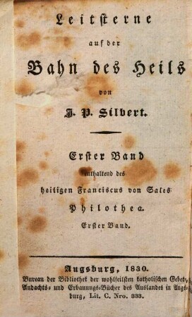 Philothea, oder Anleitung zu einem frommen Leben, 1